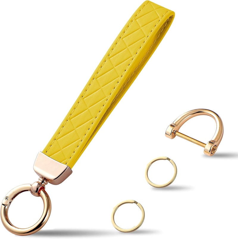 Weixiltc Leather Wristlet Keychain, Car Key Chain Holder with 2 Key Ring & Anti-Lost D Ring, Key Fob Wristband for Women - Image 1